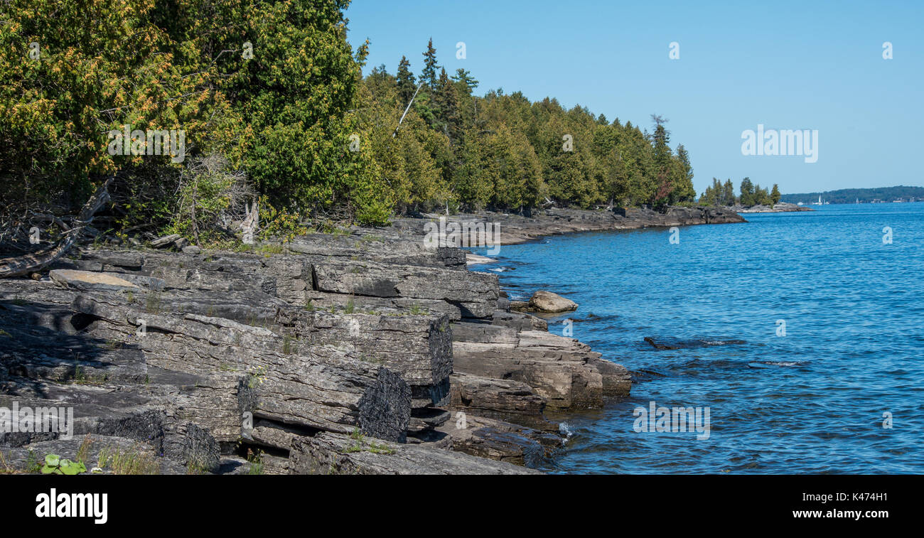 Blick auf die Küstenlinie von Valcour Insel, Peru New York Stockfoto