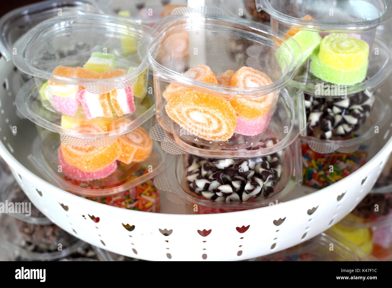 Jelly candy Süße mit Zucker in kleine Box Stockfoto