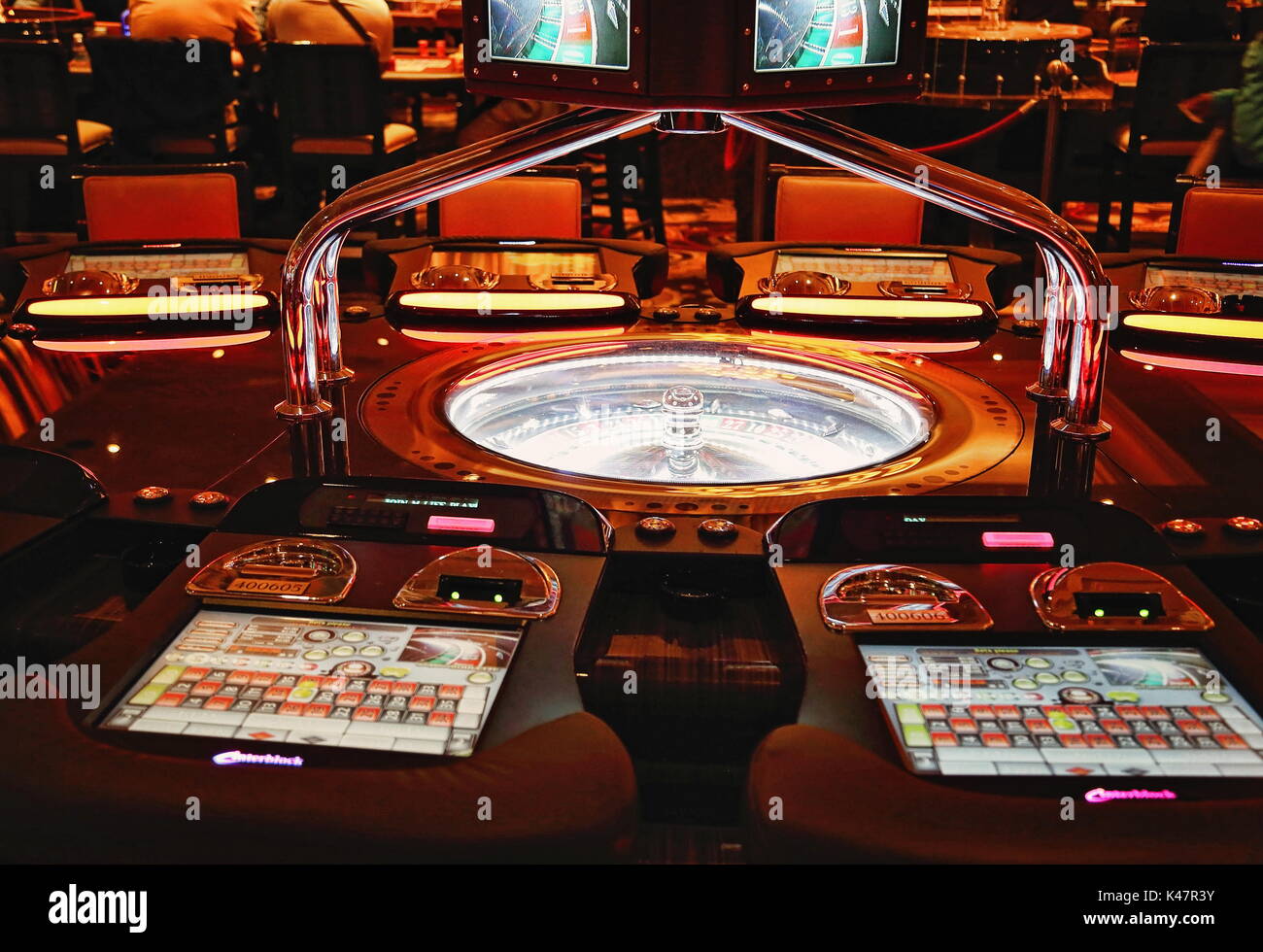 Las Vegas, Casino Maschinen im Entertainment Bereich bei Nacht Stockfoto