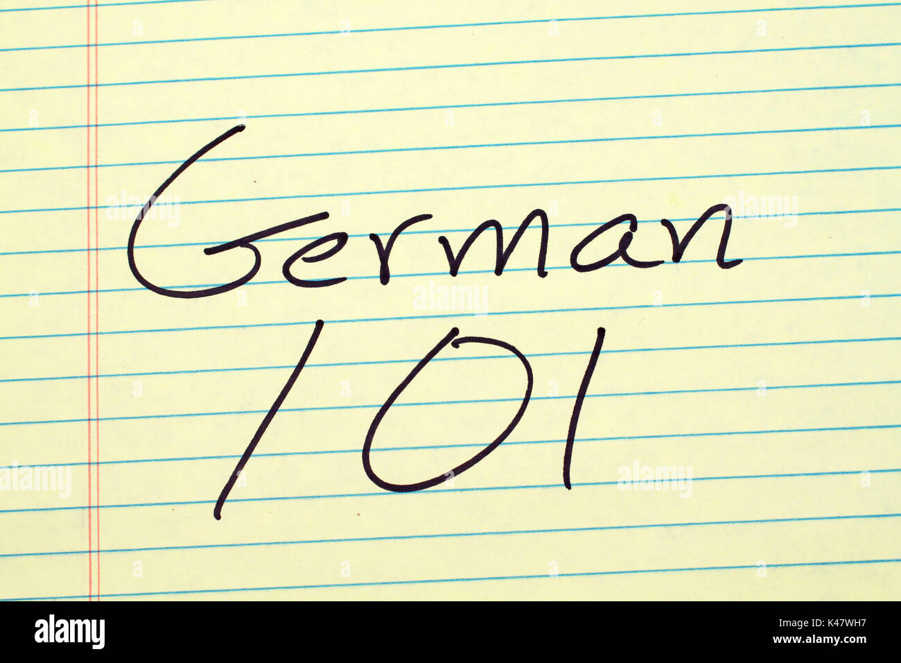 Deutsch die Worte '101' auf einem gelben Legal Pad Stockfotografie - Alamy