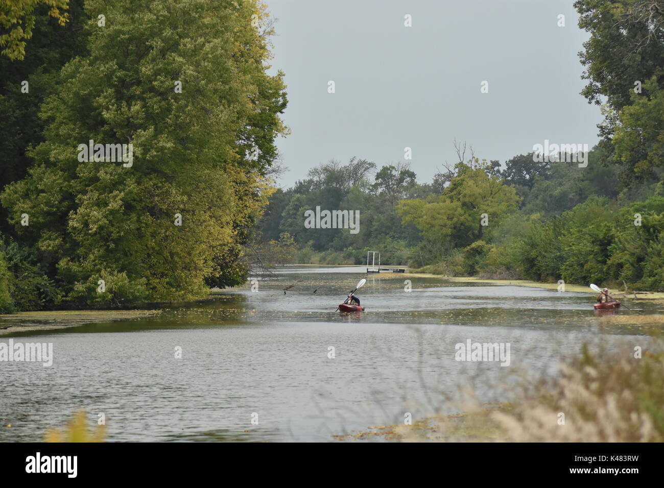 Kajakfahrer auf Hennepin Canal Stockfoto