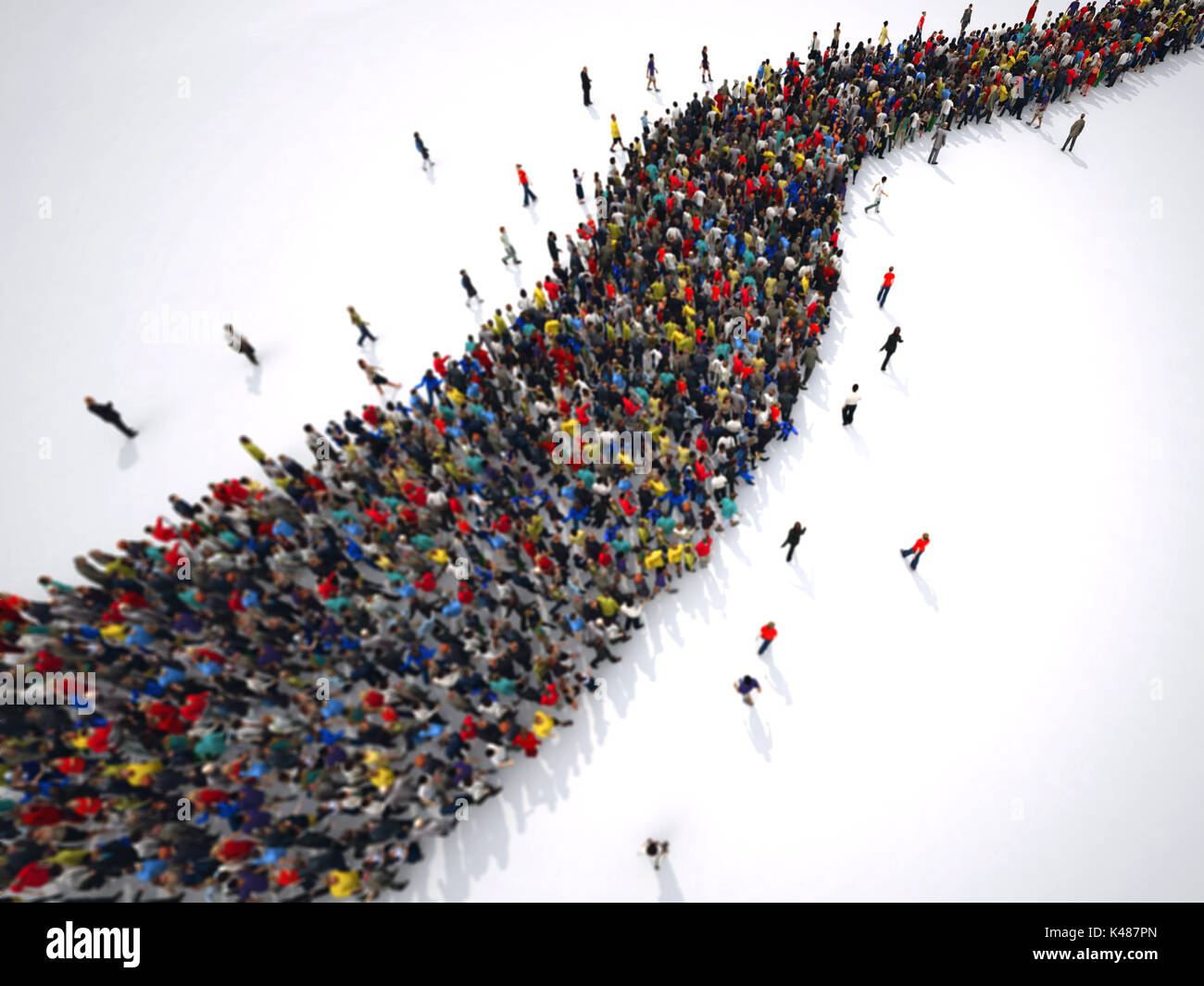 3D-Rendering Menschen bilden eine kurvenreiche Straße Stockfoto