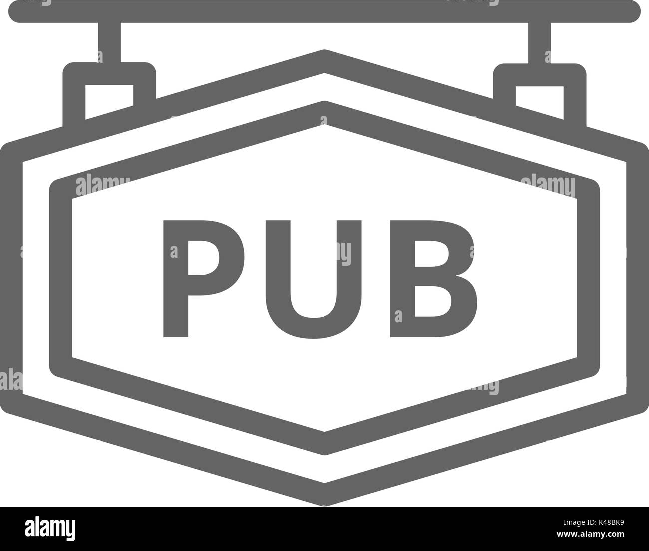 Einfache Bar und Pub Schild Symbol Leitung. Symbol und Zeichen Vector Illustration Design. Editierbare Schlaganfall. Auf weissem Hintergrund Stock Vektor