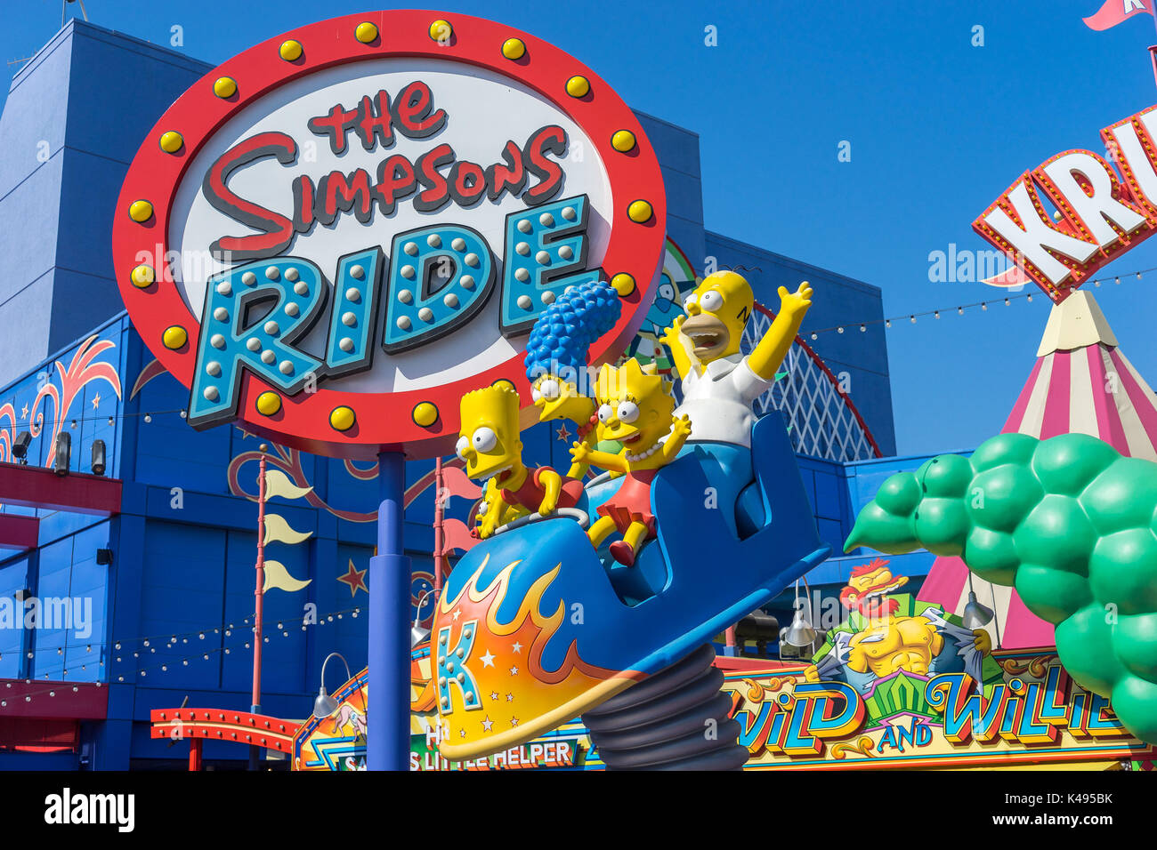 Los Angeles, Hollywood, USA: Simpsons Ride in den Universal Studios Park Stockfoto