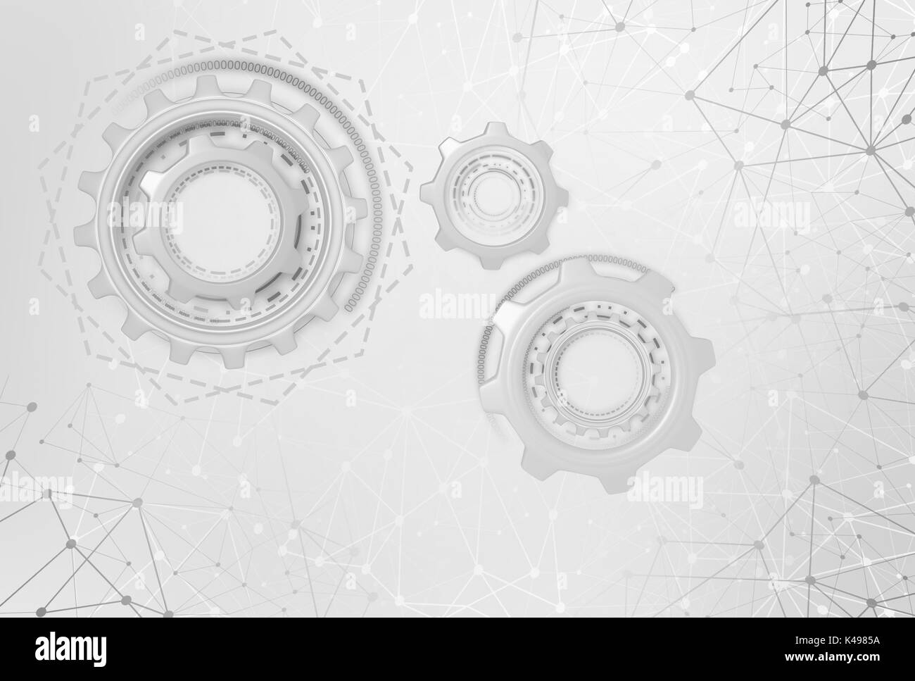 Industriegetriebe über futuristische Hintergrund. Stockfoto