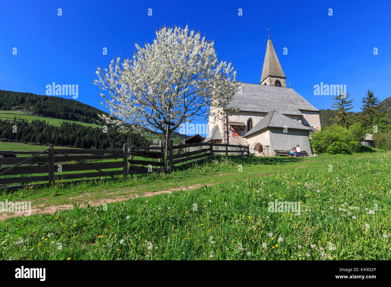 Die Kirche von Ranui St. Magdalena Val di Funes-Dolomiten in Süd-Tirol-Italien-Europa Stockfoto