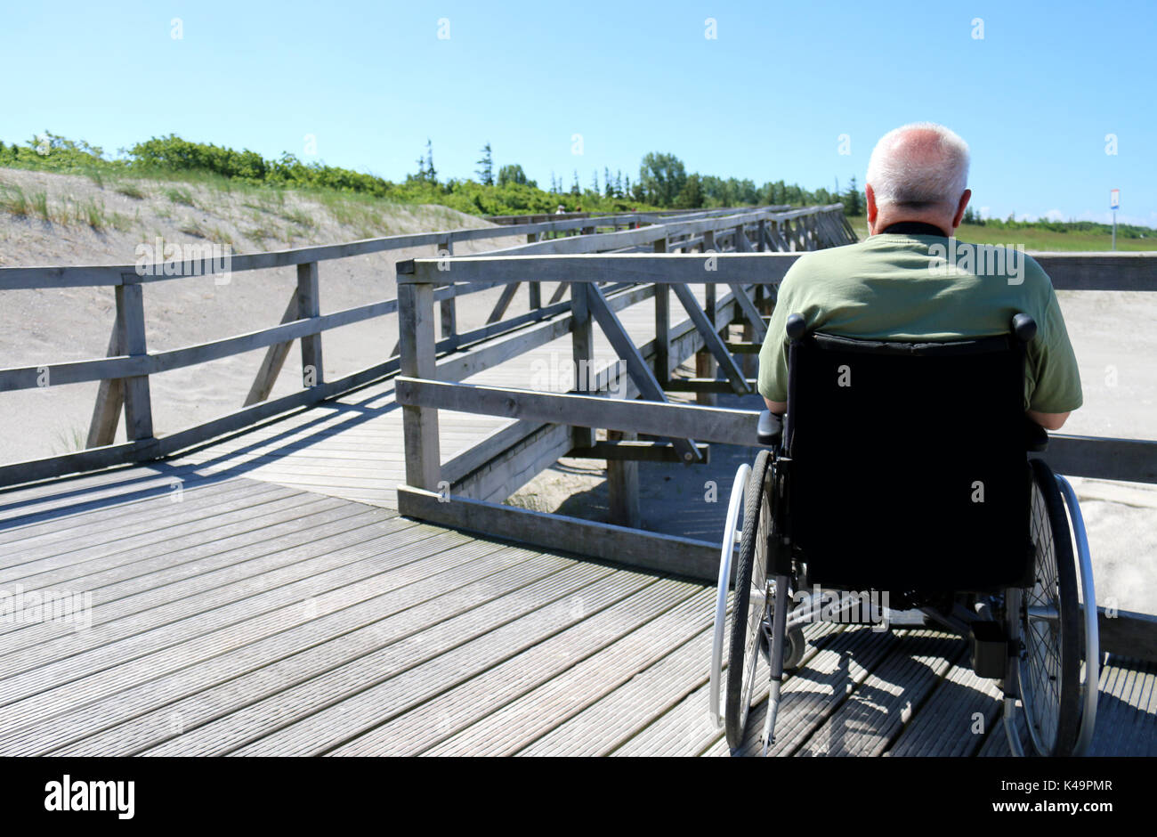 Zugänglichkeit für Rollstuhlfahrer am Strand Stockfoto