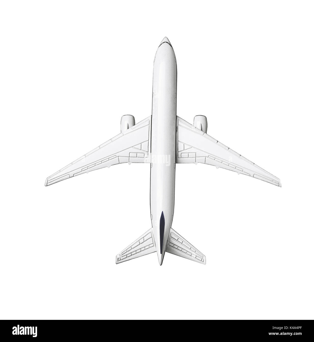 Miniatur Modell der kommerziellen Jetliner auf weißem Hintergrund Stockfoto