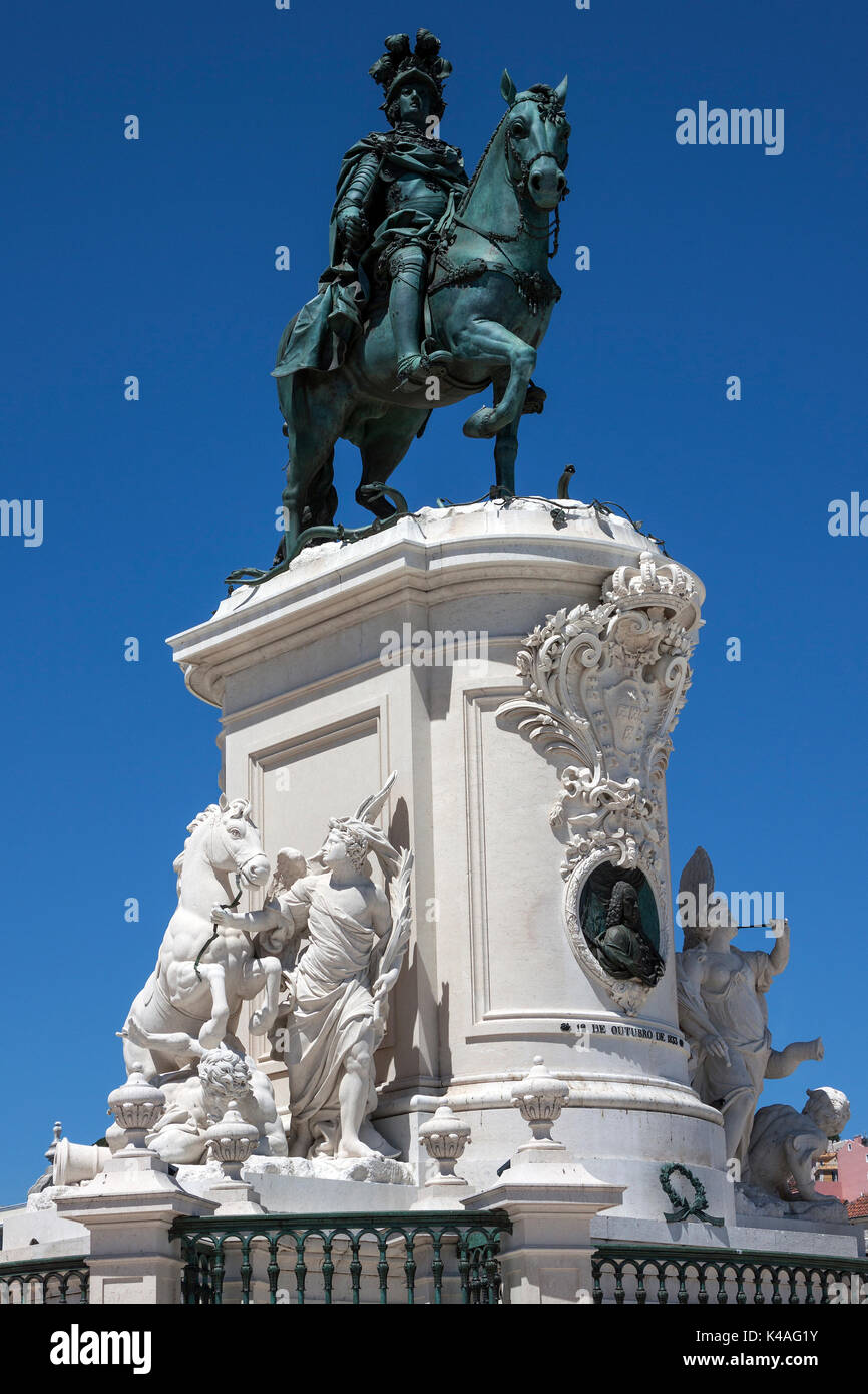 Reiterstandbild von König Jose ICH, kommerzielle Platz Praça do Comercio, Baixa, Lissabon, Portugal Stockfoto