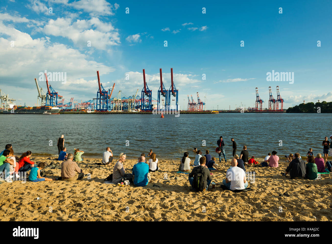 Elbe Strand, Övelgönne, Hamburg, Deutschland Stockfoto