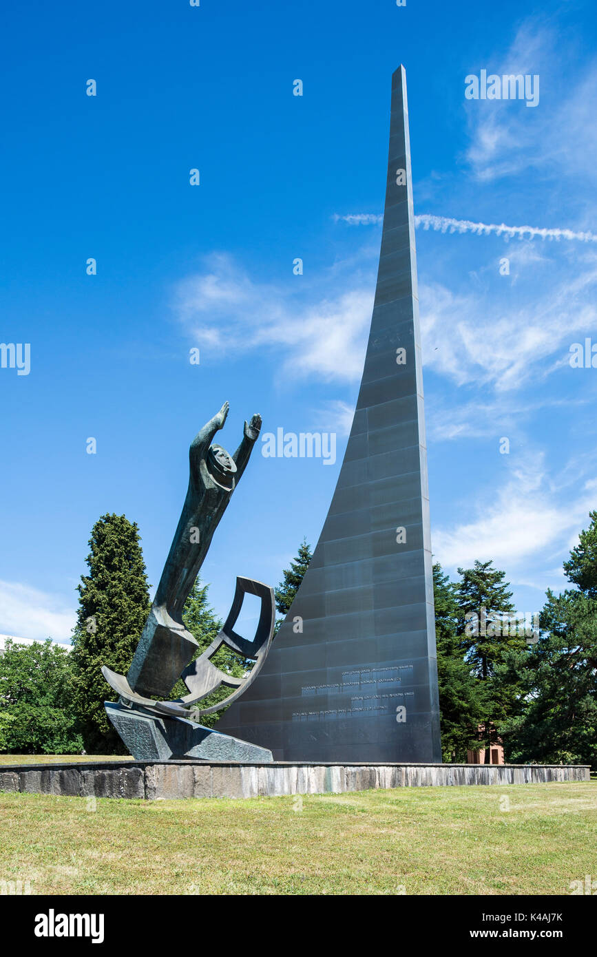 Denkmal für die Eroberung des Universums, Geschenk aus der Sowjetunion bei den Vereinten Nationen, der erste Mensch im Weltall Juri Stockfoto