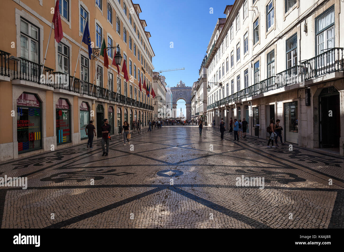 Shopping Straße, Rua Augusta, Baixa, Lissabon, Portugal Stockfoto