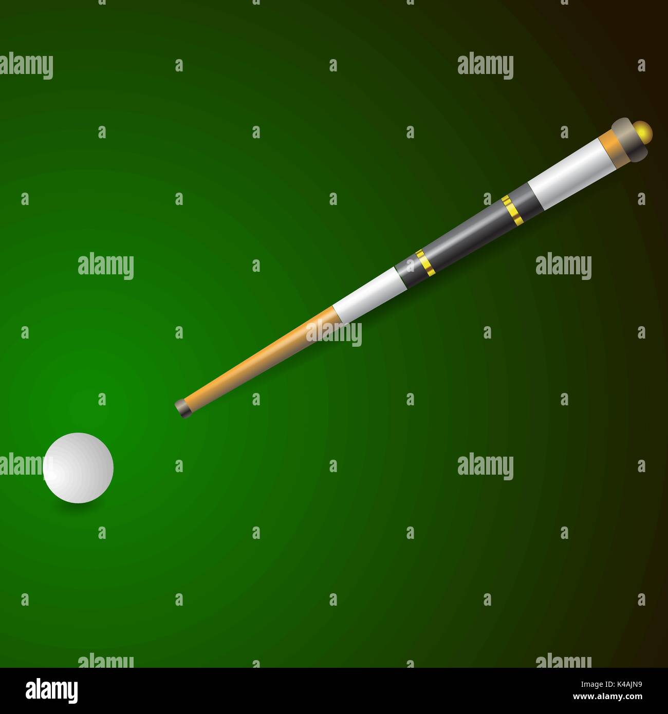 Weiße Kugel und Holz- Cue für Billard Stock Vektor