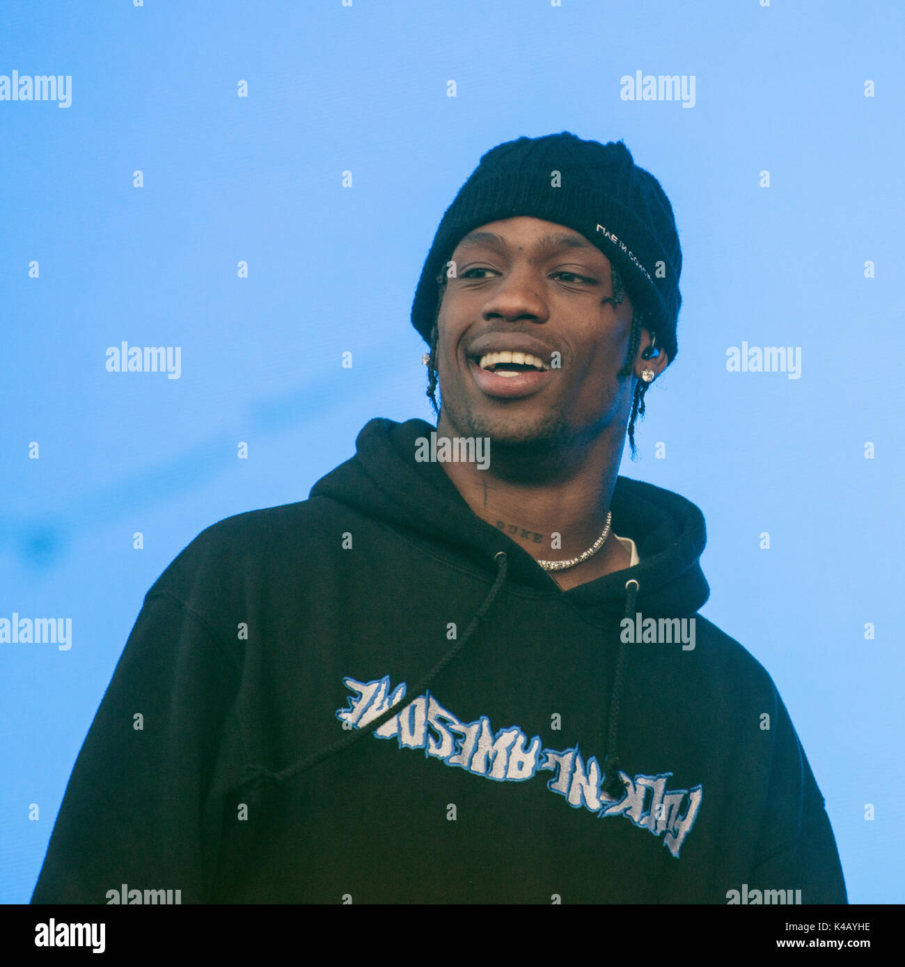 Turku, Finnland 9 Juli 2017 Rapper Travis Scott führt bei der Ausgabe 2017 der finnische Open Air Festival Ruisrock Stockfoto