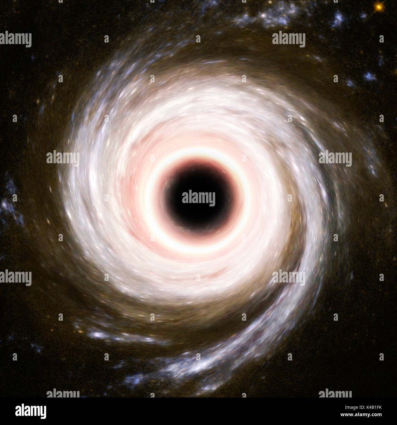 Künstlerische Darstellung EINES kosmischen Schwarzen Lochs. Von Der Nasa Eingerichtete Elemente Stockfoto