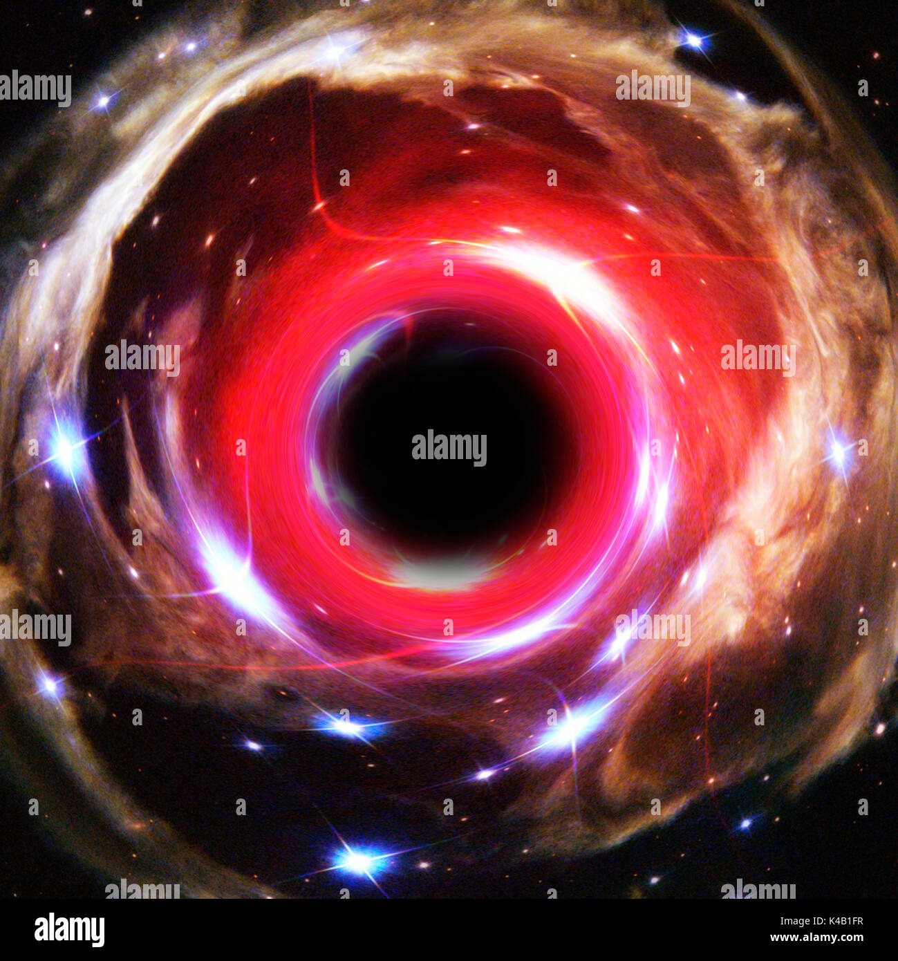 Künstlerische Darstellung EINES kosmischen Schwarzen Lochs. Von Der Nasa Eingerichtete Elemente Stockfoto