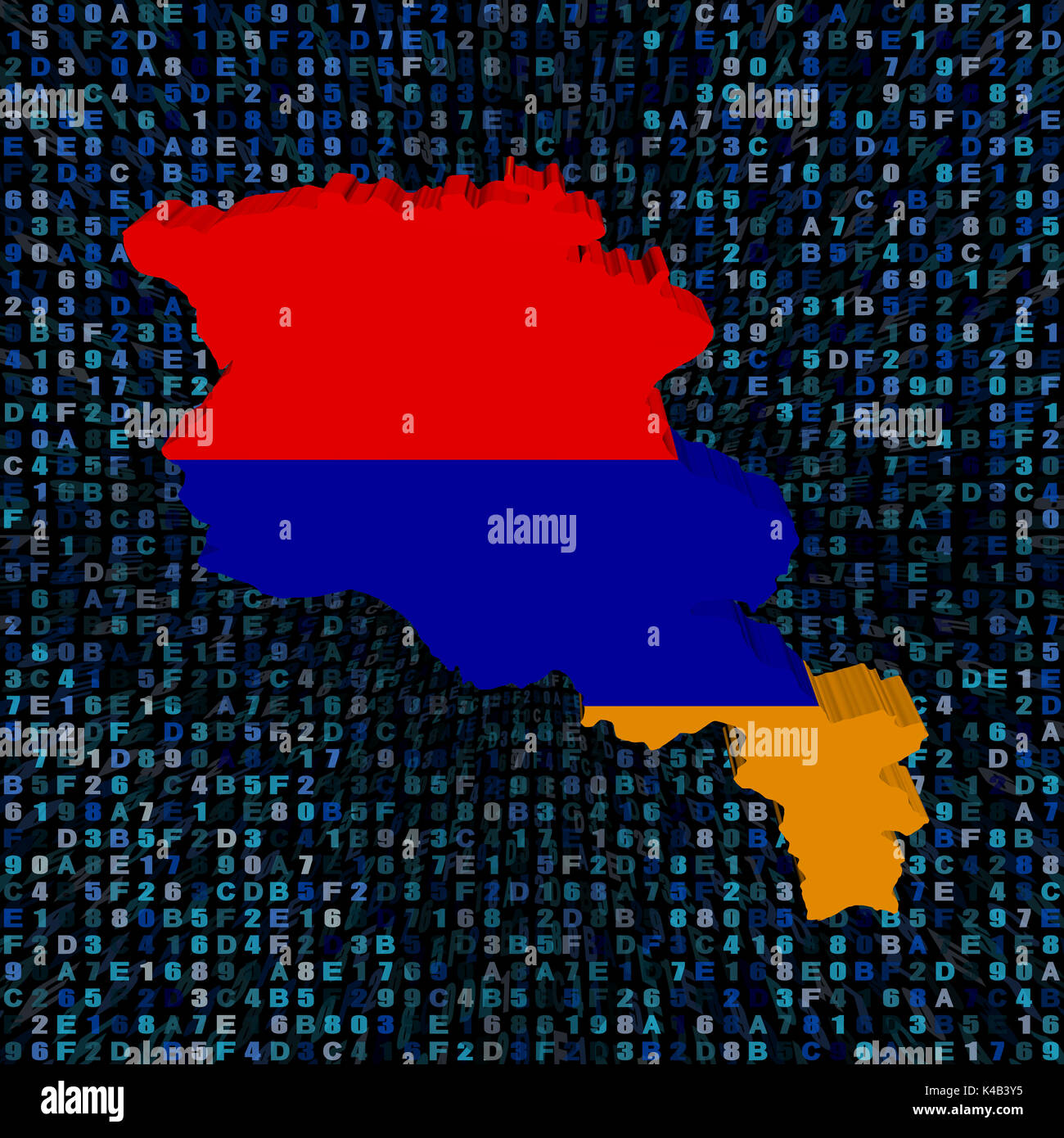 Armenien Landkarte Flagge auf hex-Code illustration Stockfoto