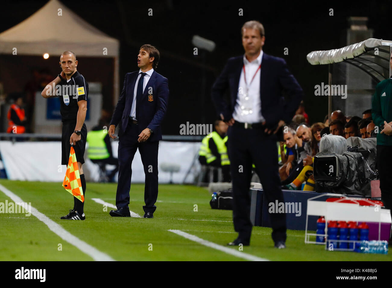 Vaduz, Liechtenstein. 5. Sep 2017. Julen Lopetegui Trainer des Spanischen während das Qualifikationsspiel für die WM 2018, Runde 8, zwischen Liechtenstein vs Spanien im Rheinpark Stadion in Vaduz, Liechtenstein, 5. September 2017. Credit: Gtres Información más Comuniación auf Linie, S.L./Alamy leben Nachrichten Stockfoto