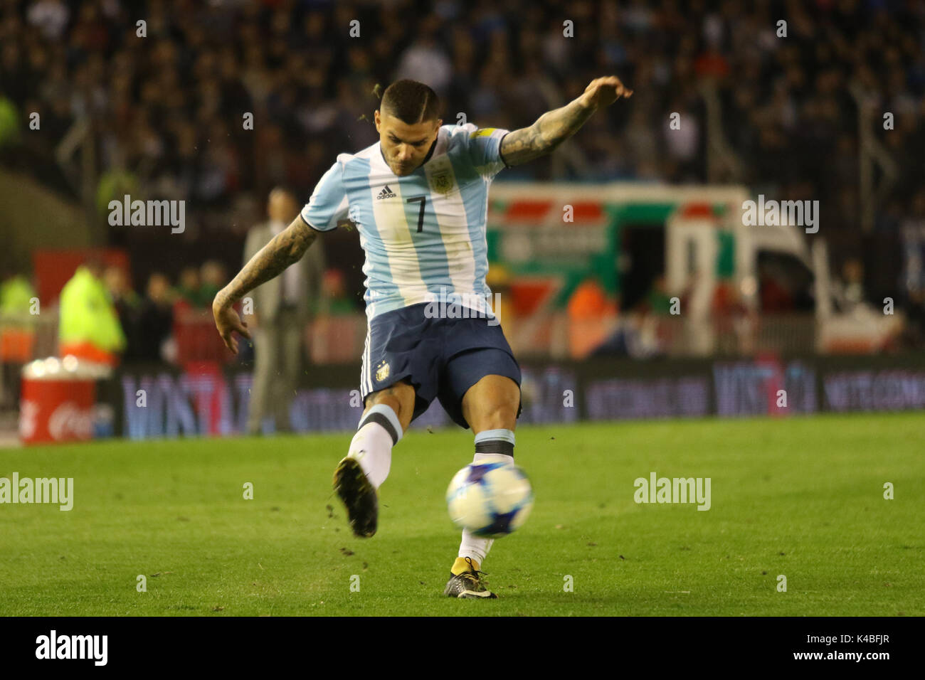 Buenos Aires, Argentinien. 5 Sep, 2017. Von Argentinien während des Spiels mit Venezuela für die Fifa Fußball-Weltmeisterschaft 2018 für die Conmebol an monumentalen Stadion, Buenos Aires, Argentinien. Credit: Néstor J. Beremblum/Alamy leben Nachrichten Stockfoto