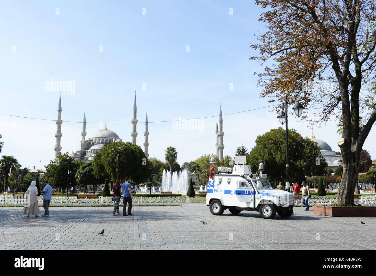 Panzerwagen der türkischen Polizei bewacht Touristische Attraktionen Stockfoto