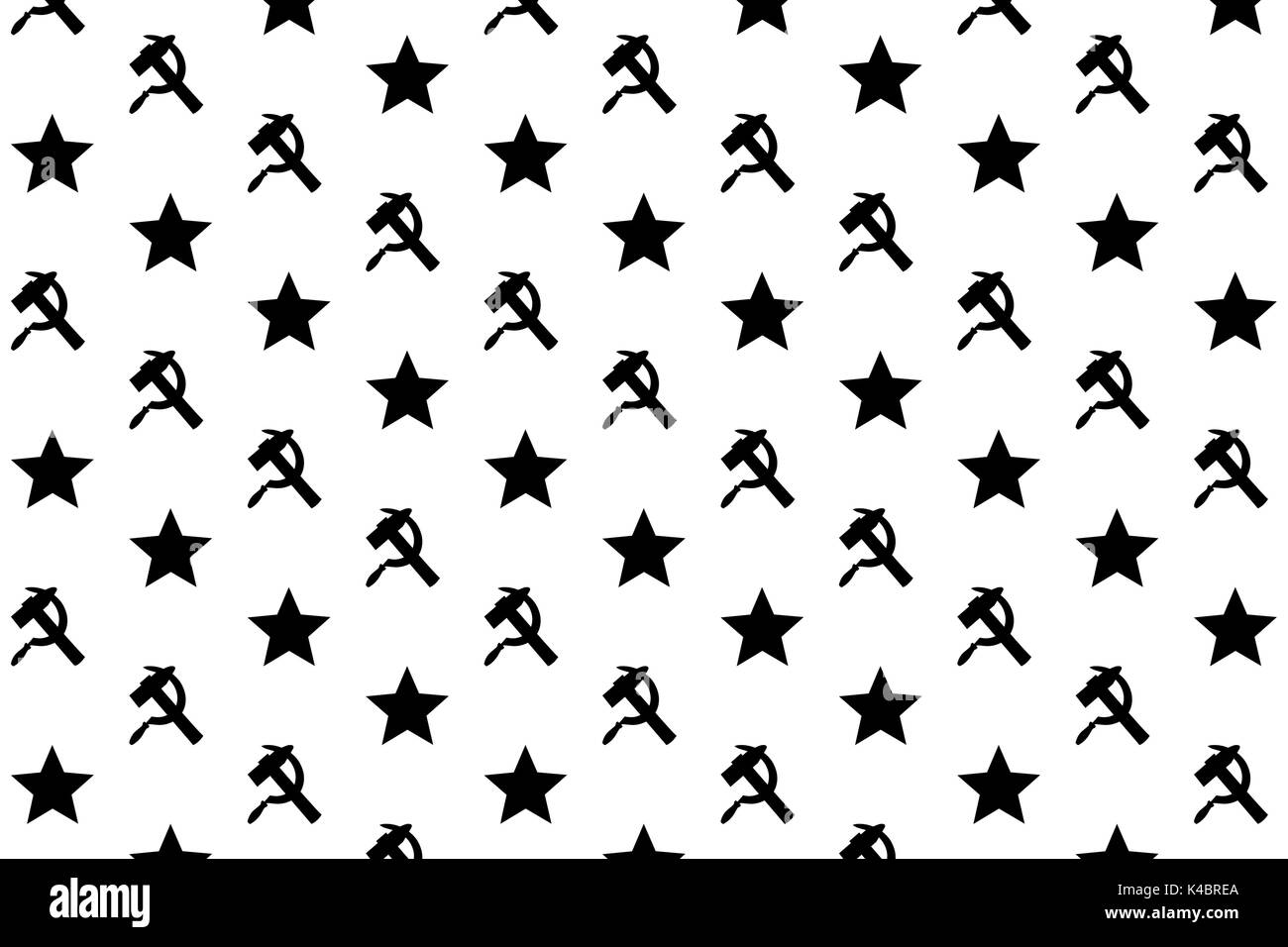 Stern, Sichel und Hammer - schwarzes Symbol auf weißem Hintergrund - vector Pattern Stock Vektor