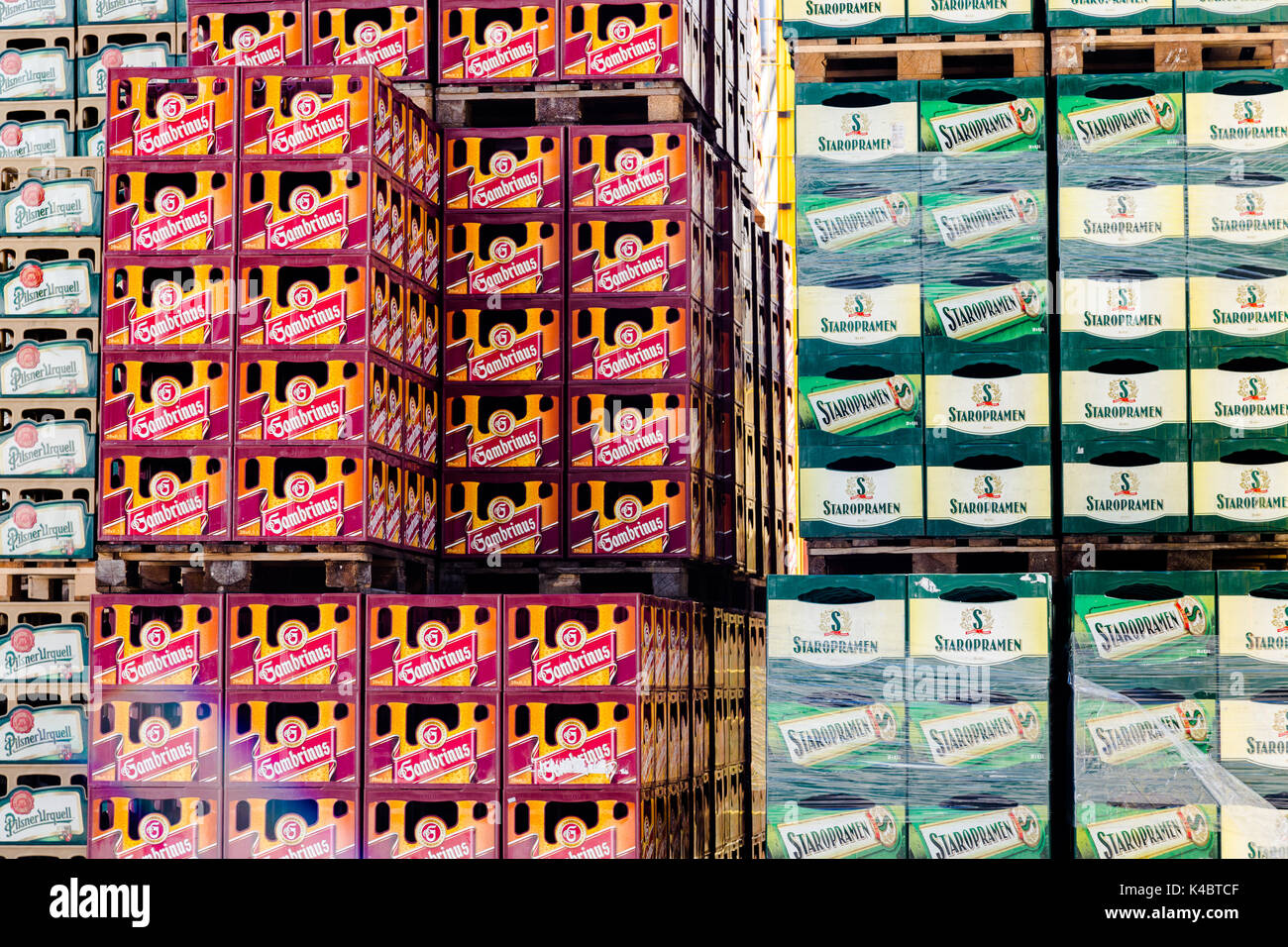 Lager Website in Starobrno Brauerei in Brünn, Tschechische Republik. Starobrno Brauerei ist die modernste Brauerei in Tschechien im Jahr 1325 gegründet. Es ist ein Teil von H Stockfoto