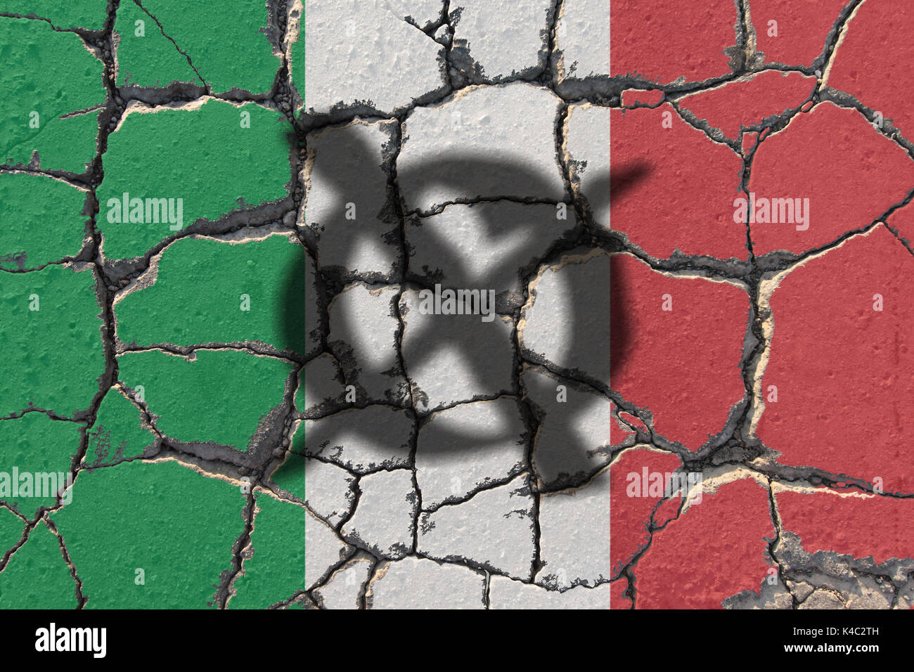 Referendum Italien Erosion Der Italienischen Flagge Stockfoto