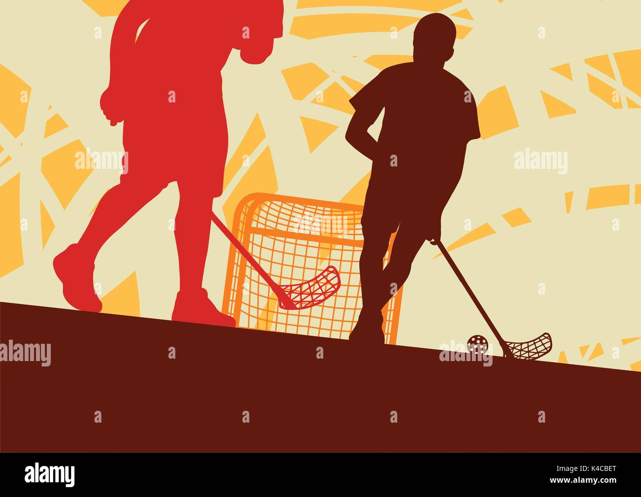 Floorball player indoor Abstract vector Hintergrund Mann mit Stock und Ball Stock Vektor