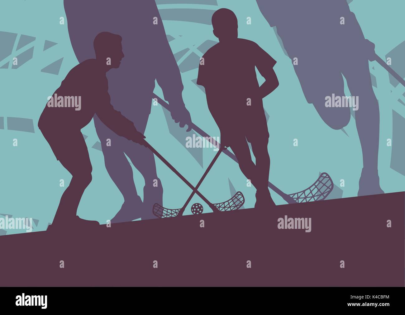 Floorball player indoor Abstract vector Hintergrund Mann mit Stock und Ball Stock Vektor