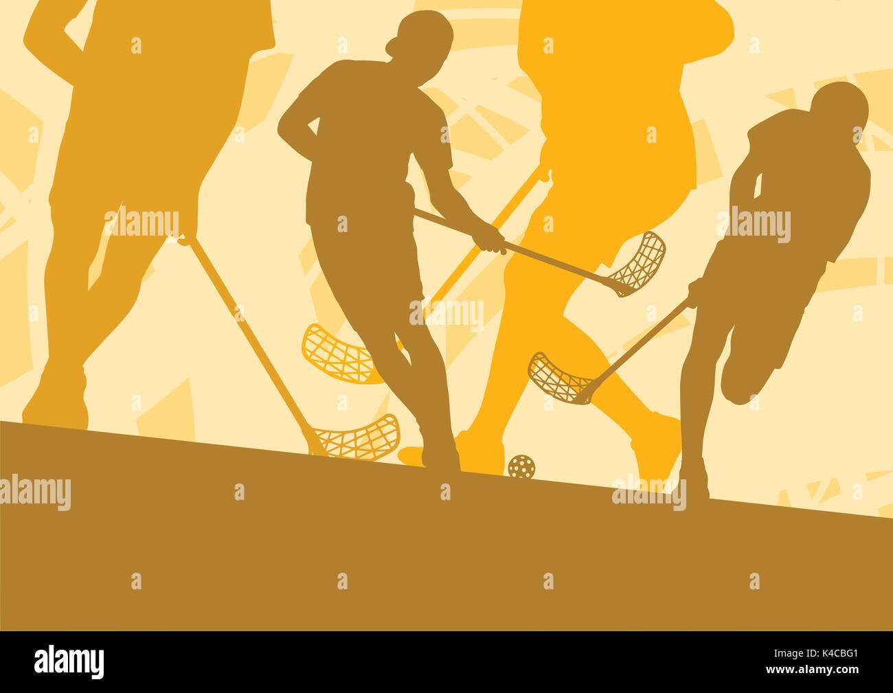 Floorball player indoor Abstract vector Hintergrund Mann mit Stock und Ball Stock Vektor