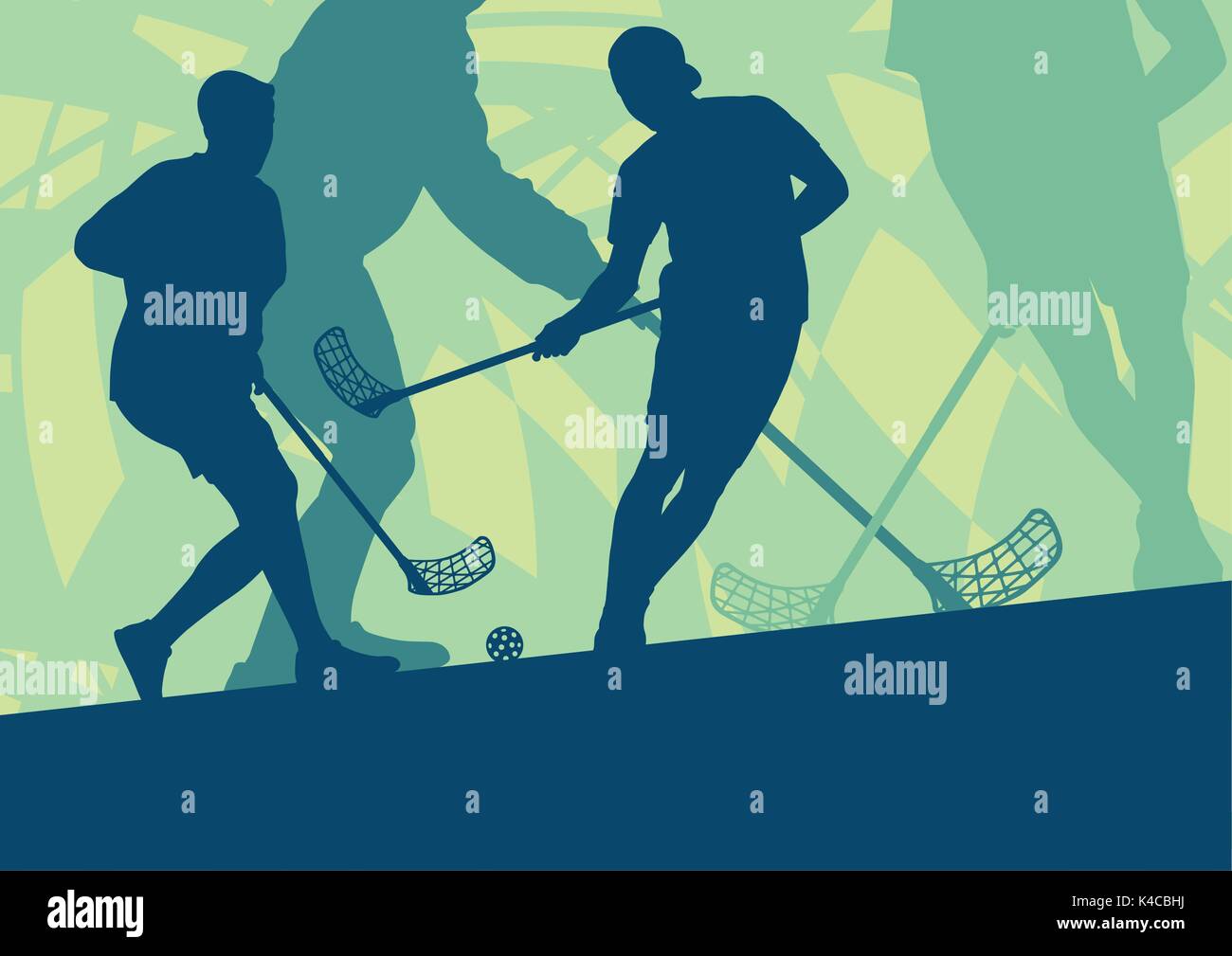 Floorball player indoor Abstract vector Hintergrund Mann mit Stock und Ball Stock Vektor