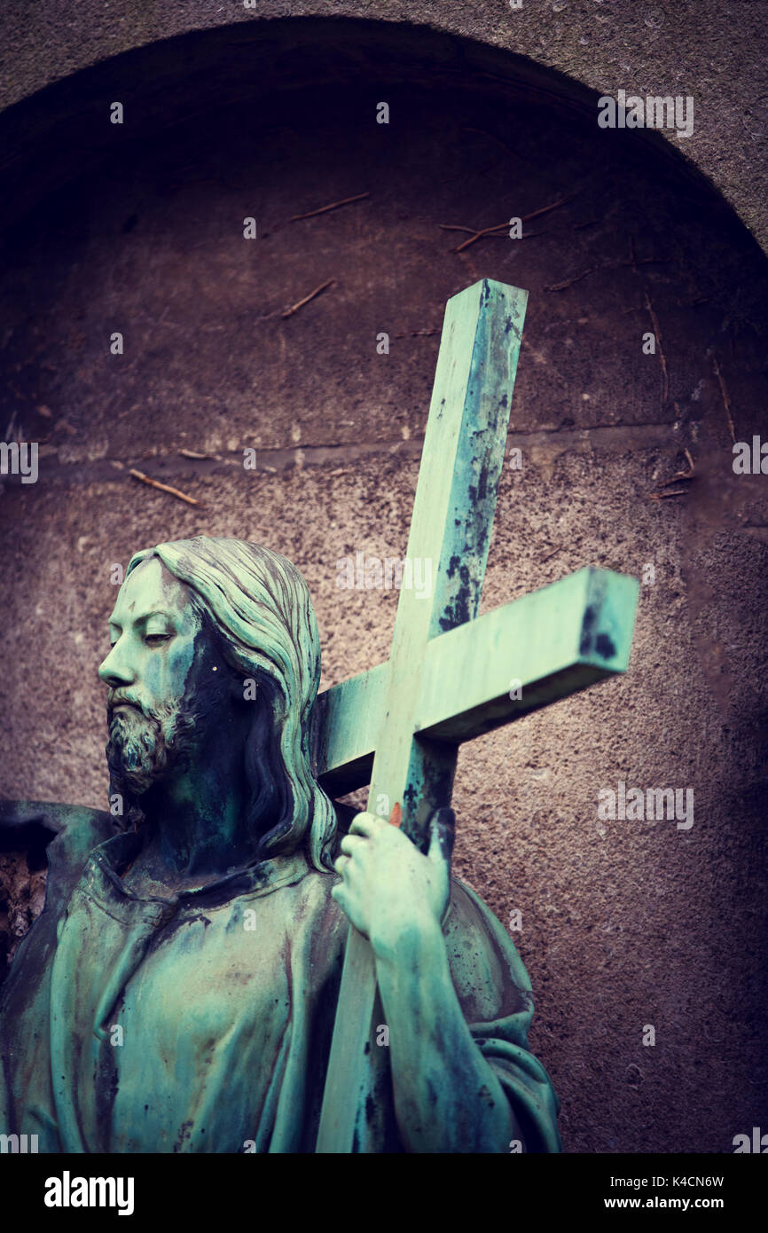 Jesus Christus mit Kreuz Stockfoto