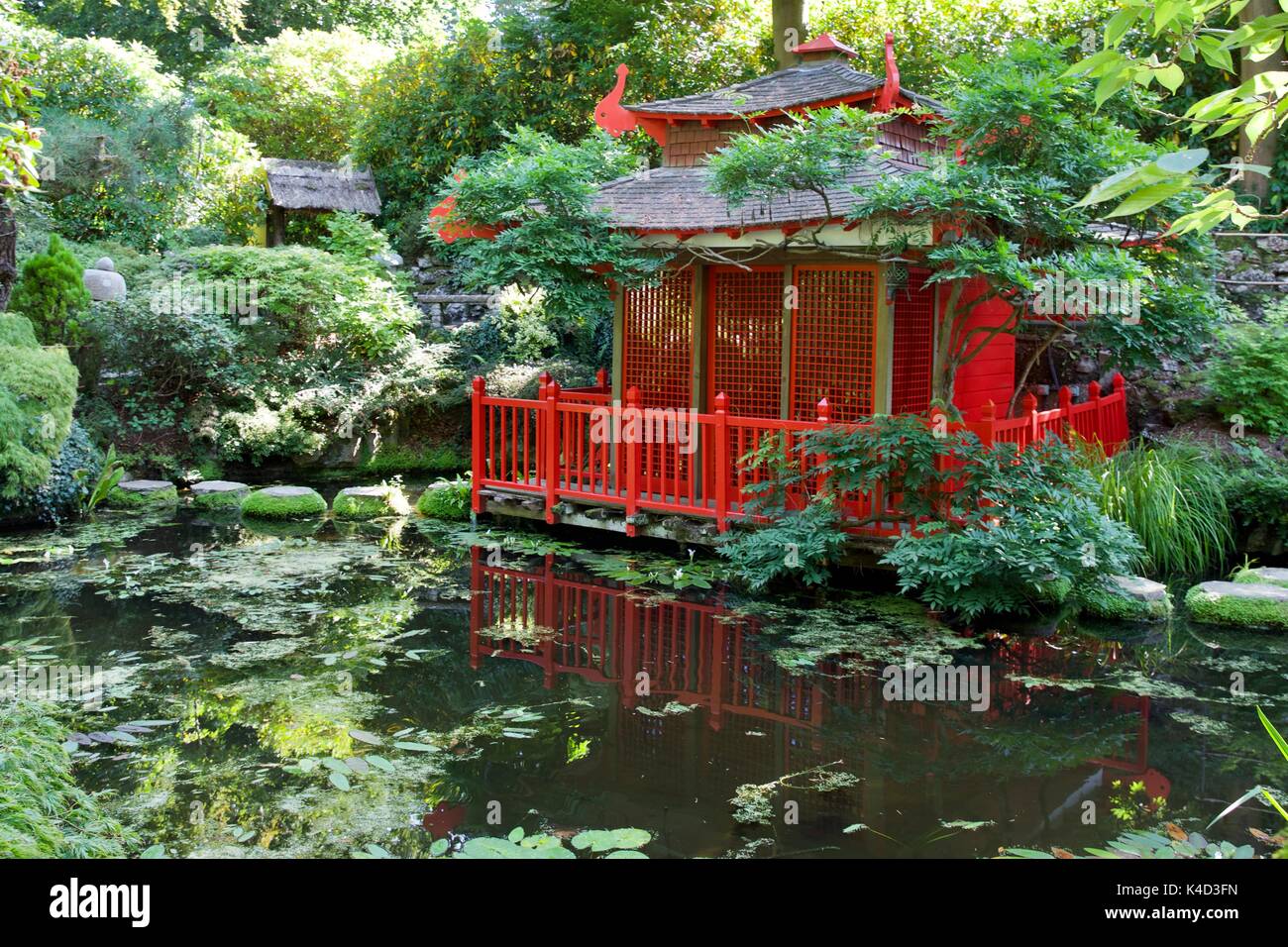 Der japanische Garten in Compton Acres Stockfoto