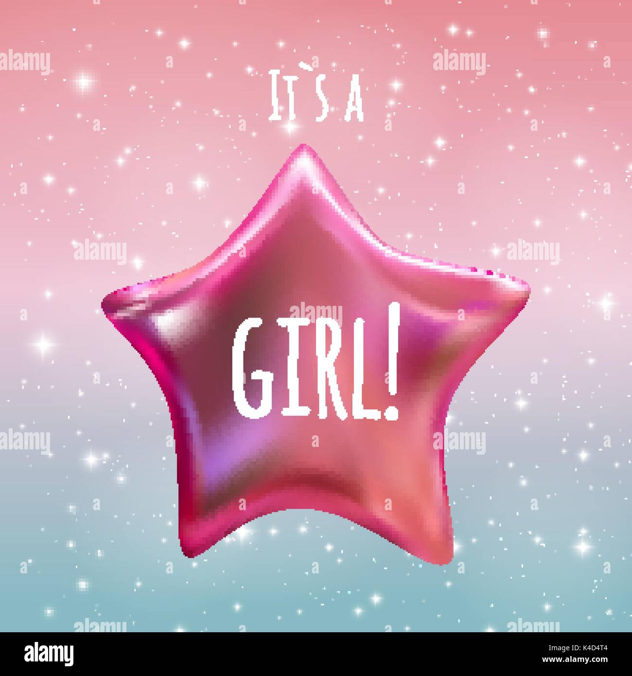 Es ist ein Mädchen Twinkle Little Star am nächtlichen Himmel Hintergrund. Vector Illustration Stock Vektor