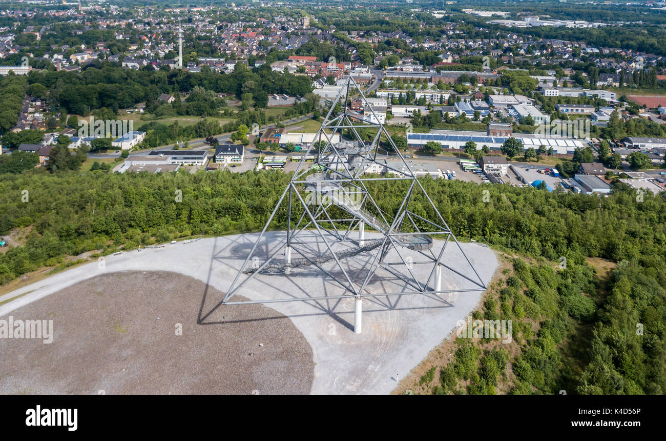 Luftaufnahme der Tetraeder auf dem ehemaligen Bergwerk dump in Bottrop, Deutschland Stockfoto