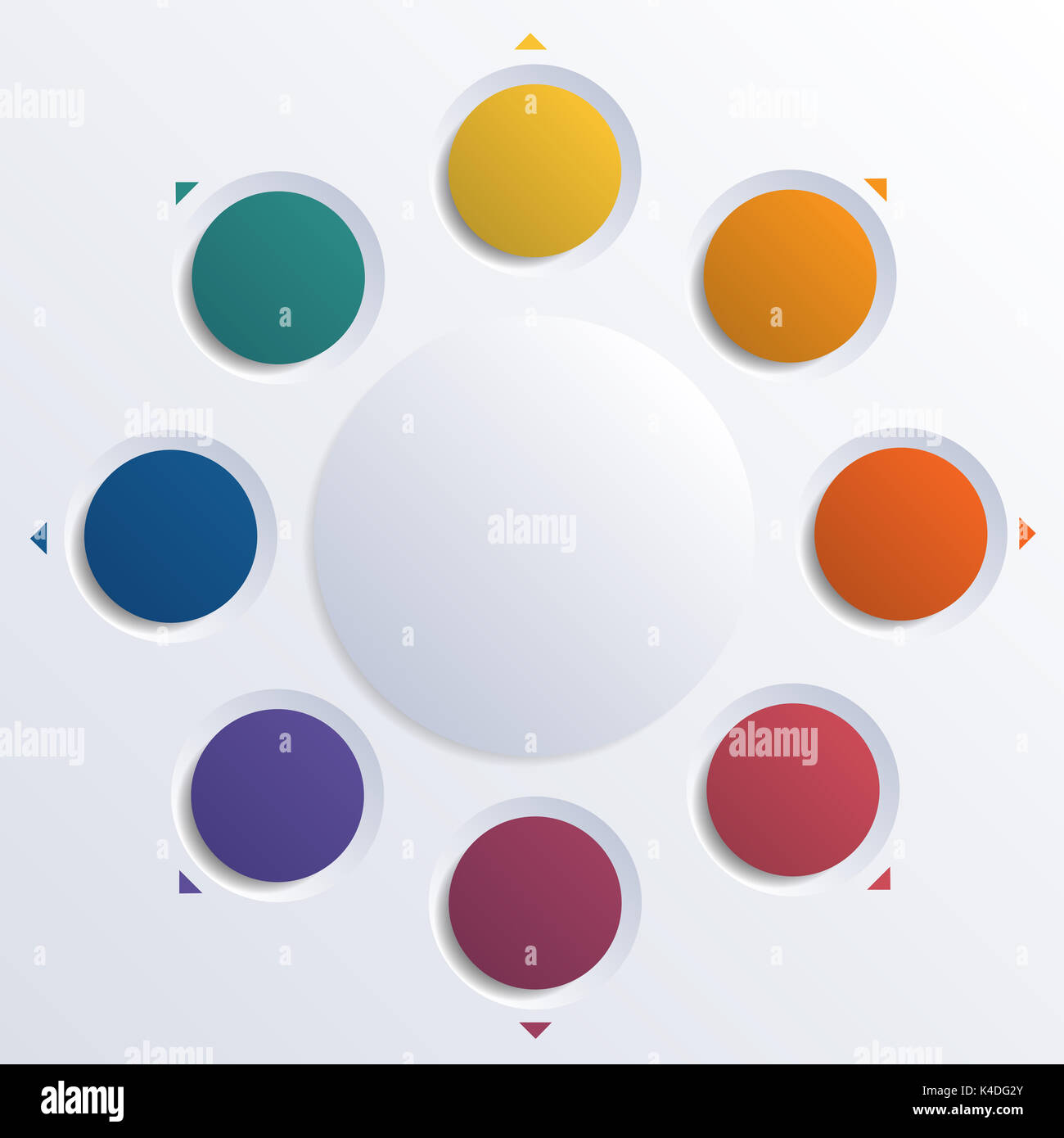 Farbe Kreise Infografik acht Positionen. Vorlage Stockfoto