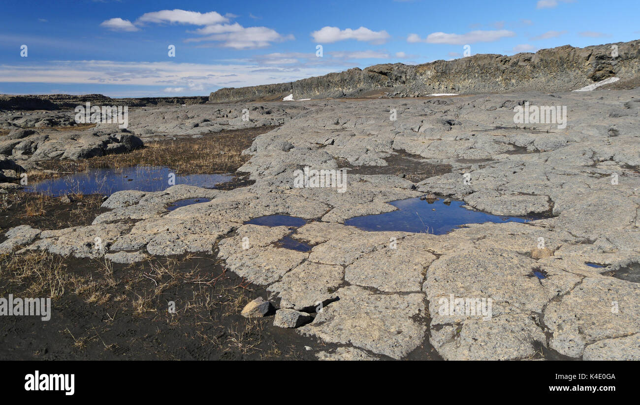 Island, Landschaft Vor dem Wasserfall Dettifoss Stockfoto Island, Landschaft Vor dem Wasserfall Dettifoss Stockfoto