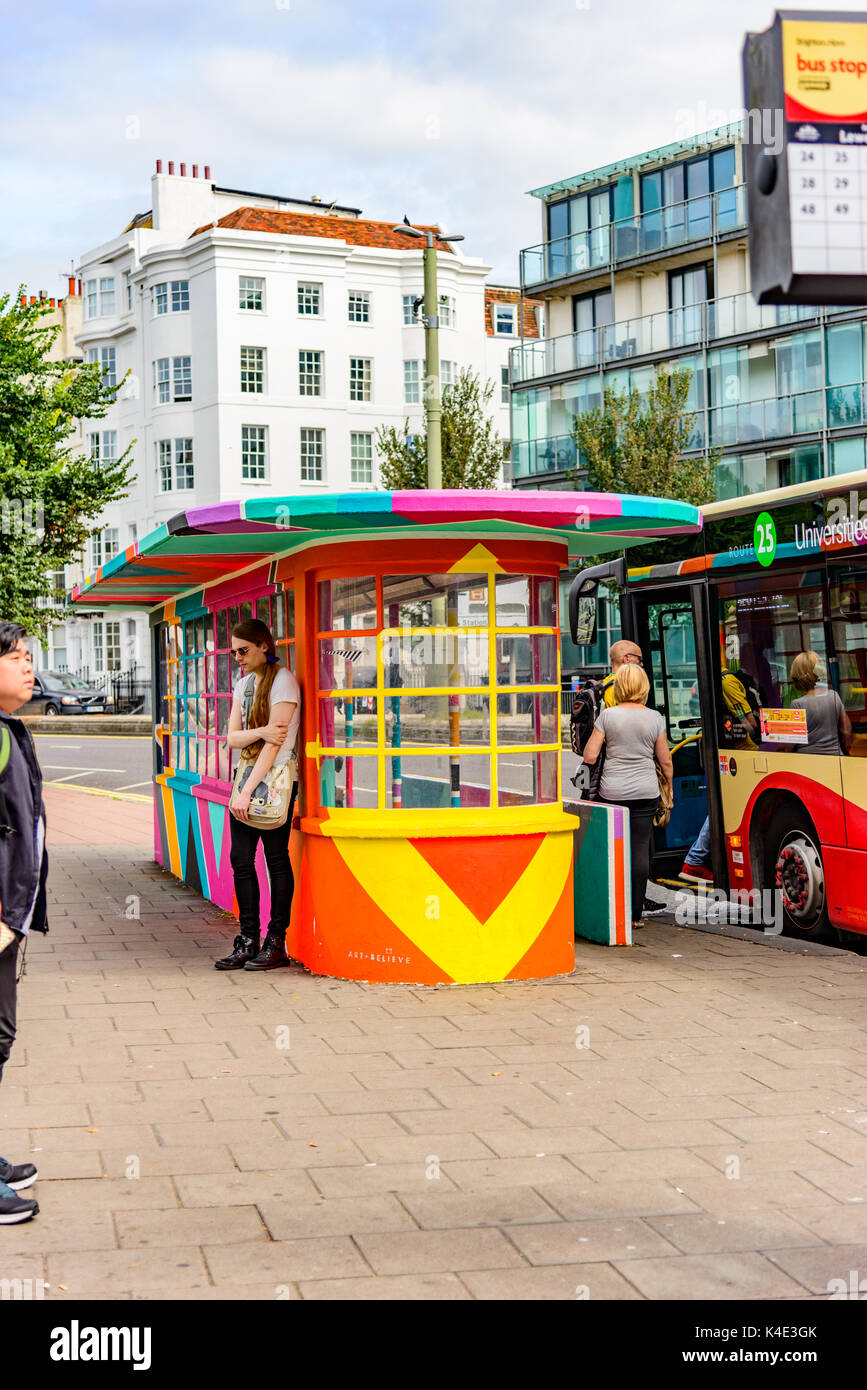 Art déco-Haltestellen in Brighton Stockfoto