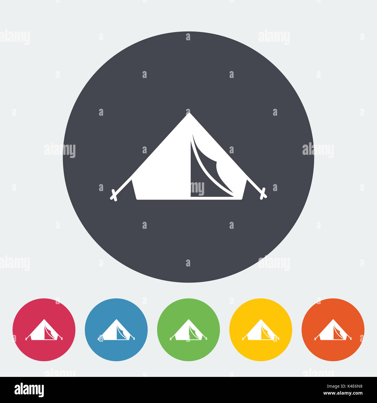 Zelt. Einzelnen flachen Symbol auf den Kreis. Vector Illustration. Stockfoto