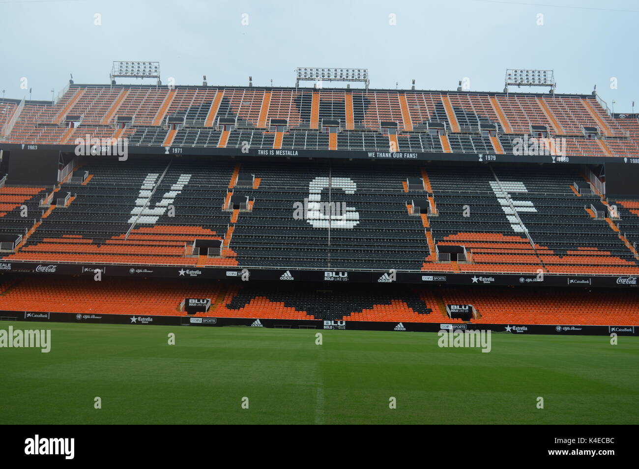 Valencia, Spanien - 28. August 2017: Die Ansicht von Valencia CF steht an Stadium Mestalla Stockfoto