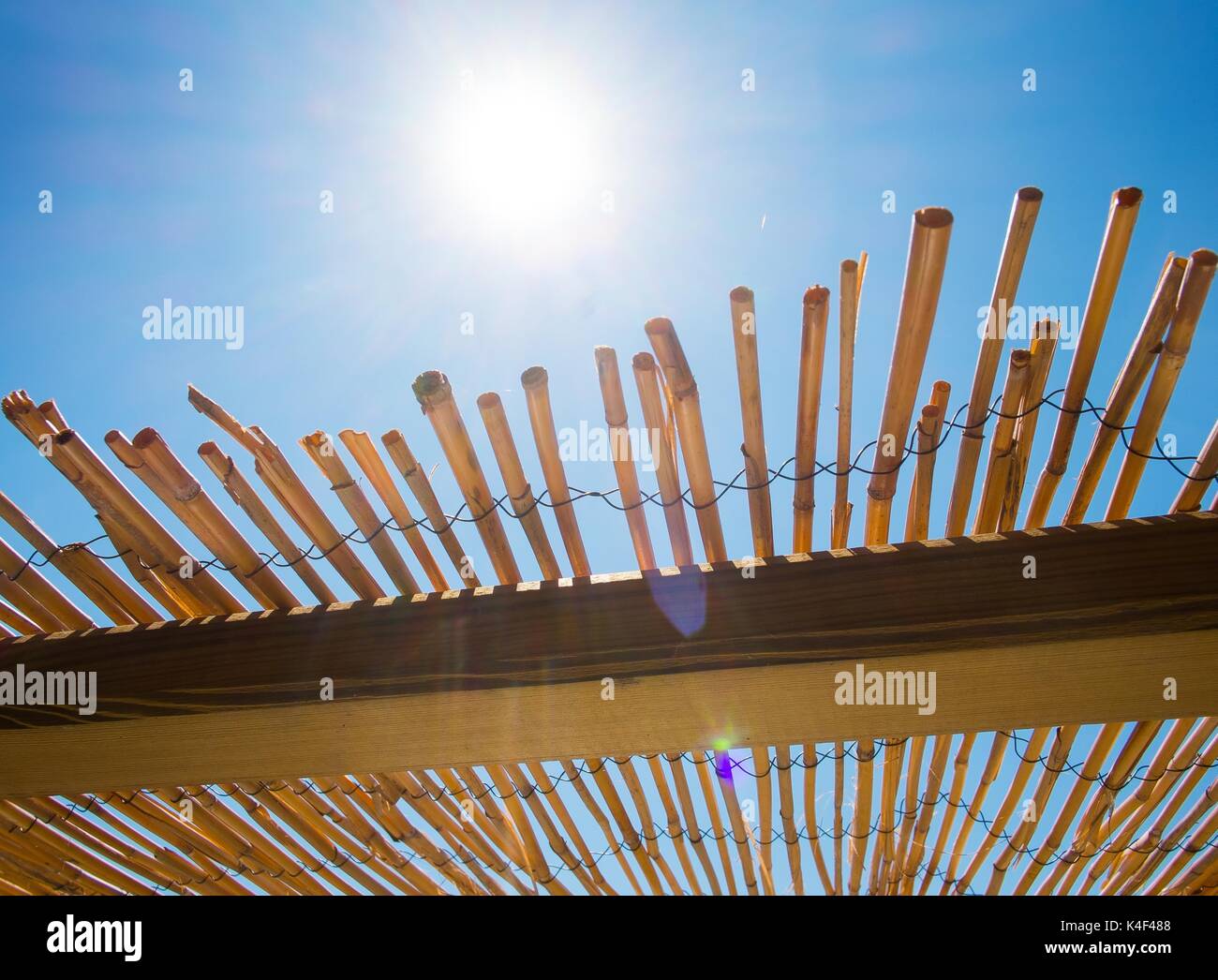 Die Sonne scheint ber eine Bambus Pergola im Garten in Sd frankreich  Stockfotografie - Alamy