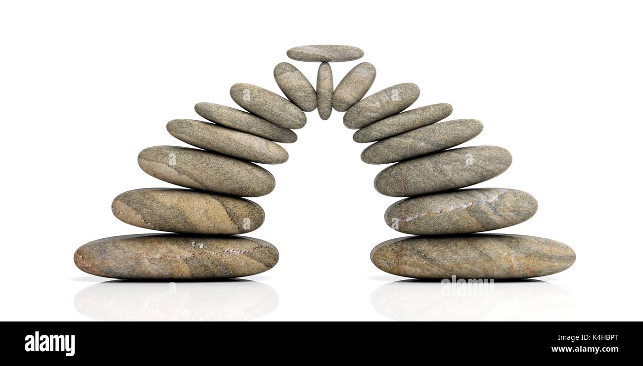 Zen Steine arch auf weißem Hintergrund. 3D-Darstellung Stockfoto