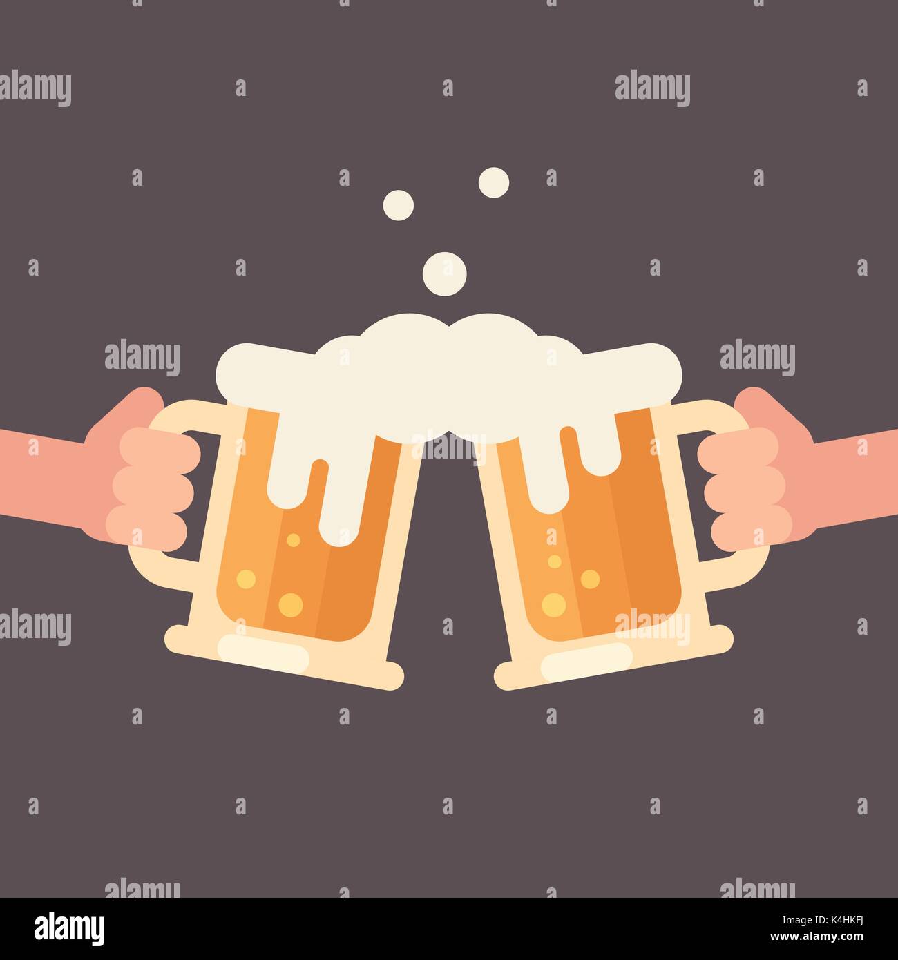 Cheers, zwei Hände, die bierkrüge Flachbild Abbildung Stock Vektor