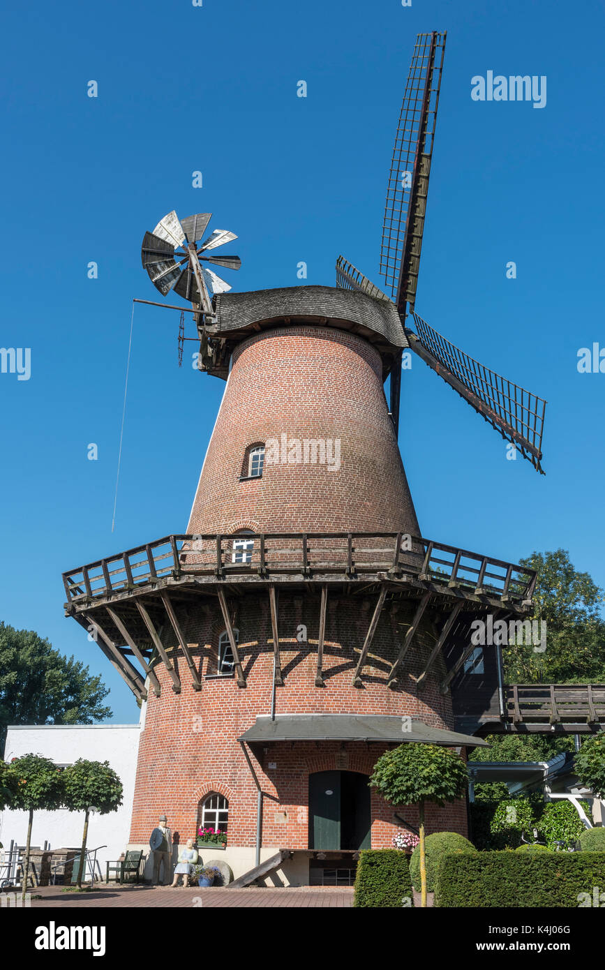 Klostermühle Lahde, Windmühle und Wassermühle, Petershagen, Minden-Lübbecke, Westfälische Mühlenstraße Stockfoto