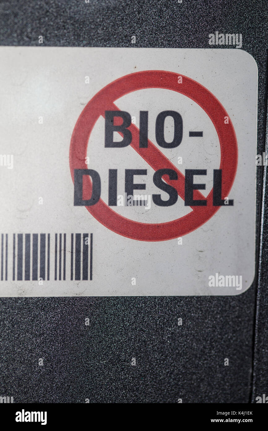 Nein für Biodiesel, Nahaufnahme Stockfoto