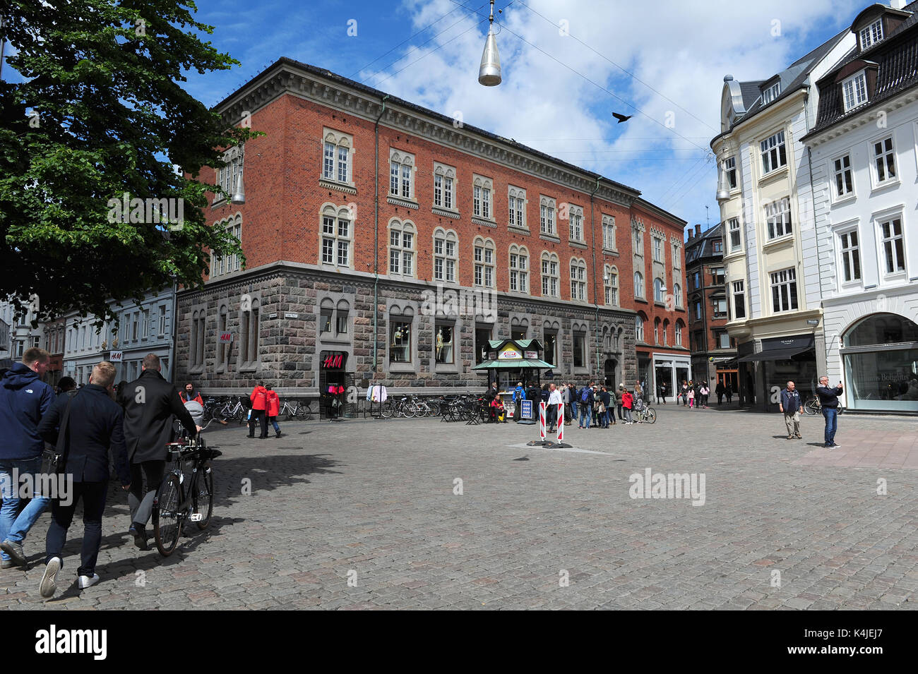 Die lebendige Fußgängerzone Innenstadt in Aarhus, Dänemark Stockfoto