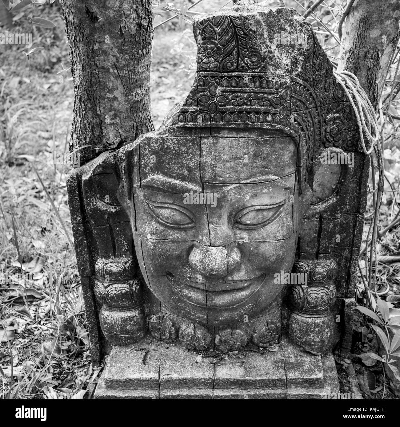Nahaufnahme der Carving details Statue, Koh Samui, Provinz Surat Thani, Thailand Stockfoto