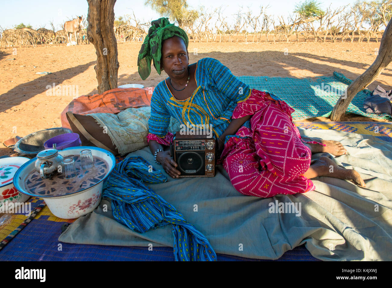 Peul Dorf Frau, Senegal, Westafrika, Afrika Stockfoto