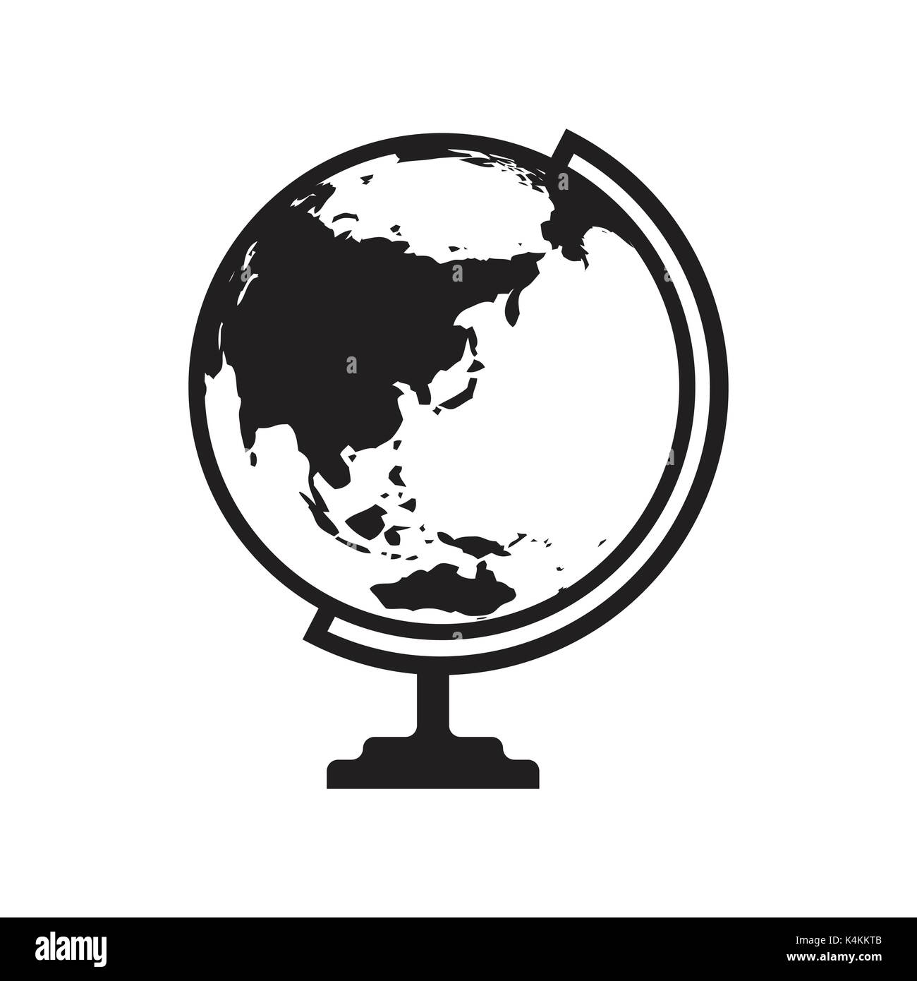 Globus Symbol Vektor mit Asien und Australien Karte. Flache Symbol auf dem weißen Hintergrund. Vector Illustration. Stock Vektor