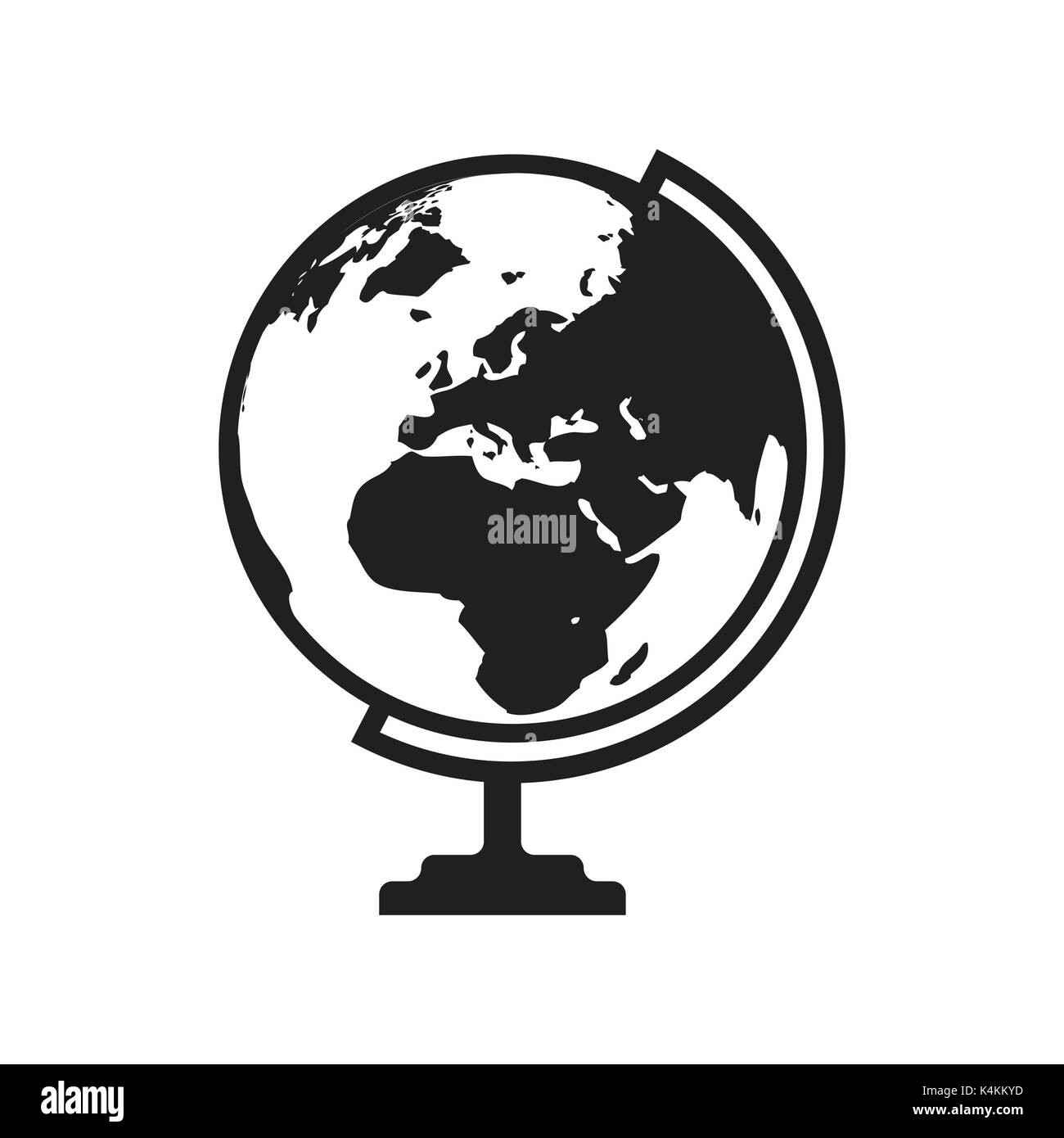Globus Symbol Vektor mit Asien, Afrika und Europa Karte. Flache Symbol auf dem weißen Hintergrund. Vector Illustration. Stock Vektor